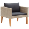 vidaXL 3 Piece Patio Lounge Set with Cushions Poly Rattan Beige