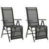 vidaXL Reclining Patio Chairs 2pcs Textilene and Aluminum Black