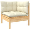 vidaXL 3 Piece Patio Lounge Set with Cream Cushions Solid Pinewood