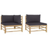 vidaXL 2 Piece Patio Lounge Set with Dark Gray Cushions Bamboo