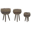 vidaXL Planter 3 pcs Wicker with PE Lining