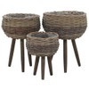 vidaXL Planter 3 pcs Wicker with PE Lining