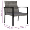 vidaXL Patio Dining Chairs 4 pcs Poly Rattan Gray