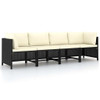 vidaXL 4-Seater Patio Sofa with Cushions Black Poly Rattan