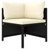 vidaXL 4-Seater Patio Sofa with Cushions Black Poly Rattan