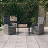 vidaXL 3 Piece Patio Dining Set with Cushions Gray