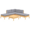 vidaXL Garden Lounge Set Grey Solid pinewood, fabric (100% polyester) A949-3096315