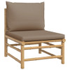 vidaXL 4 Piece Patio Lounge Set with Taupe Cushions Bamboo A949-3155120