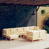 vidaXL 10 Piece Patio Lounge Set with Cream Cushions Solid Pinewood A949-3097133