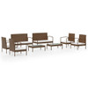 vidaXL 8 Piece Patio Lounge Set with Cushions Poly Rattan Brown A949-3095965