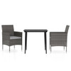 vidaXL 3 Piece Patio Dining Set with Cushions Gray and Black A949-3099311