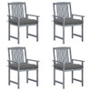 vidaXL Patio Chairs with Cushions 4 pcs Gray Solid Acacia Wood A949-3061254