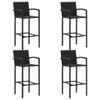 vidaXL 5 Piece Patio Bar Set with Armrest Poly Rattan Black A949-3064811