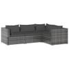 vidaXL 4 Piece Patio Lounge Set with Cushions Poly Rattan Gray A949-3101677