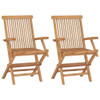 vidaXL Patio Chairs with Gray Cushions 2 pcs Solid Teak Wood A949-3062503