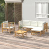 vidaXL 6 Piece Patio Lounge Set with Cream White Cushions Bamboo A949-3155179