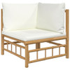 vidaXL 6 Piece Patio Lounge Set with Cream White Cushions Bamboo A949-3155179