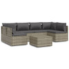 vidaXL 7 Piece Patio Lounge Set with Cushions Gray Poly Rattan A949-3157326