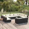 vidaXL 11 Piece Patio Lounge Set with Cushions Black Poly Rattan A949-3102071