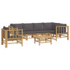 vidaXL 7 Piece Patio Lounge Set with Dark Gray Cushions Bamboo A949-3155237