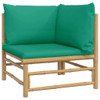 vidaXL 6 Piece Patio Lounge Set with Green Cushions Bamboo A949-3155156