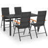 vidaXL 5 Piece Patio Dining Set Black and Brown A949-3060072