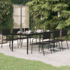 vidaXL Patio Dining Table Black 78.7"x39.4"x29.1" Steel and Glass A949-3100107