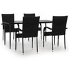 vidaXL 5 Piece Patio Dining Set Black Poly Rattan A949-3156668