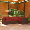 vidaXL 4 Piece Patio Lounge Set with Cushions Poly Rattan Brown A949-3101675