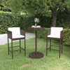 vidaXL 3 Piece Patio Bar Set with Cushions Poly Rattan Brown A949-3094771