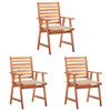 vidaXL Patio Dining Chairs 3 pcs with Cushions Solid Acacia Wood A949-3064350