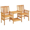 vidaXL Patio Chairs with Tea Table and Cushions Solid Acacia Wood A949-3061300