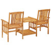 vidaXL Patio Chairs with Tea Table and Cushions Solid Acacia Wood A949-3061300