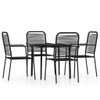 vidaXL 5 Piece Patio Dining Set Black A949-3099144