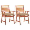 vidaXL Patio Dining Chairs 2 pcs with Cushions Solid Acacia Wood A949-3064338