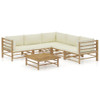 vidaXL 6 Piece Patio Lounge Set with Cream White Cushions Bamboo A949-3058213