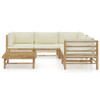 vidaXL 6 Piece Patio Lounge Set with Cream White Cushions Bamboo A949-3058213