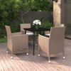 vidaXL 5 Piece Patio Dining Set with Cushions Poly Rattan and Glass A949-3099752