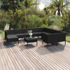 vidaXL 11 Piece Patio Lounge Set with Cushions Poly Rattan Black A949-3094505