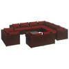 vidaXL 12 Piece Patio Lounge Set with Cushions Brown Poly Rattan A949-3102883