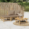 vidaXL 4 Piece Patio Lounge Set with Taupe Cushions Bamboo A949-3155139