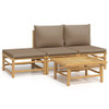 vidaXL 4 Piece Patio Lounge Set with Taupe Cushions Bamboo A949-3155139