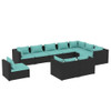 vidaXL 10 Piece Patio Lounge Set with Cushions Poly Rattan Black A949-3102657