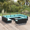 vidaXL 12 Piece Patio Lounge Set with Cushions Black Poly Rattan A949-3102129