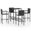 vidaXL 5 Piece Patio Bar Set Poly Rattan Black A949-3064840