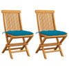 vidaXL Patio Chairs with Light Blue Cushions 2 pcs Solid Teak Wood A949-3062479