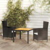 vidaXL 3 Piece Patio Dining Set with Cushions Poly Rattan Black A949-3094833