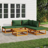 vidaXL 6 Piece Patio Lounge Set with Green Cushions Solid Wood A949-3155307