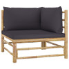 vidaXL 4 Piece Patio Lounge Set with Dark Gray Cushions Bamboo A949-3058190