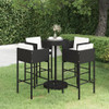 vidaXL 5 Piece Patio Bar Set with Cushions Poly Rattan Black A949-3094775